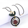 Wood Beads Women Pendant Necklace Round Charm